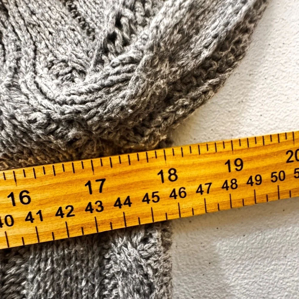 Y2K Between Me & You Womens Gray Cable Knit Hooded Cardigan Sweater Sz L baydoll